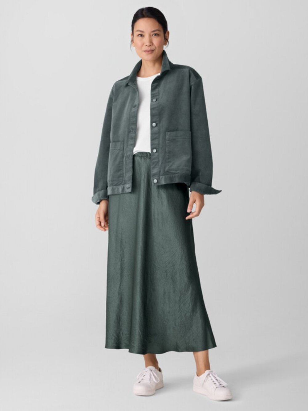 NWT Eileen Fisher Organic Cotton Stretch Corduroy Classic Collar Jacket